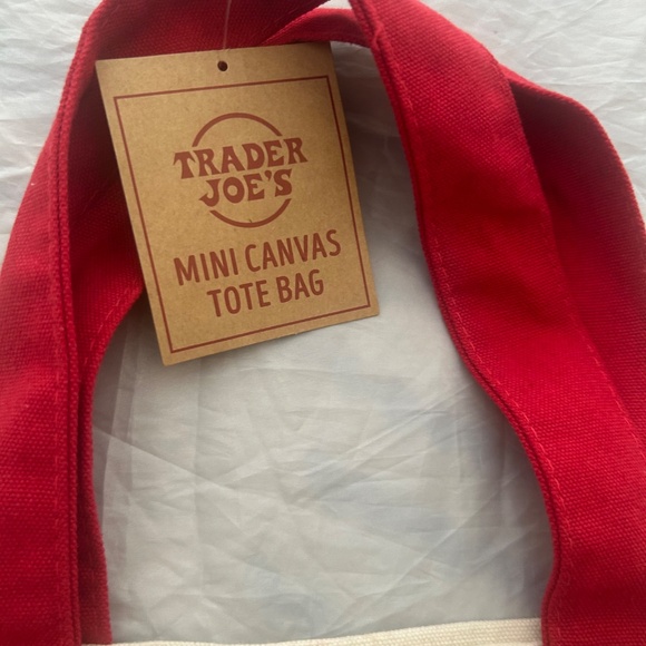Trader Joe's Mini Canvas Tote Red Color NWT - Picture 4 of 7